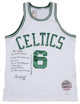 Bill Russell Twice Signed and Multi-Inscribed Boston Celtics White Home Jersey (PSA/DNA)